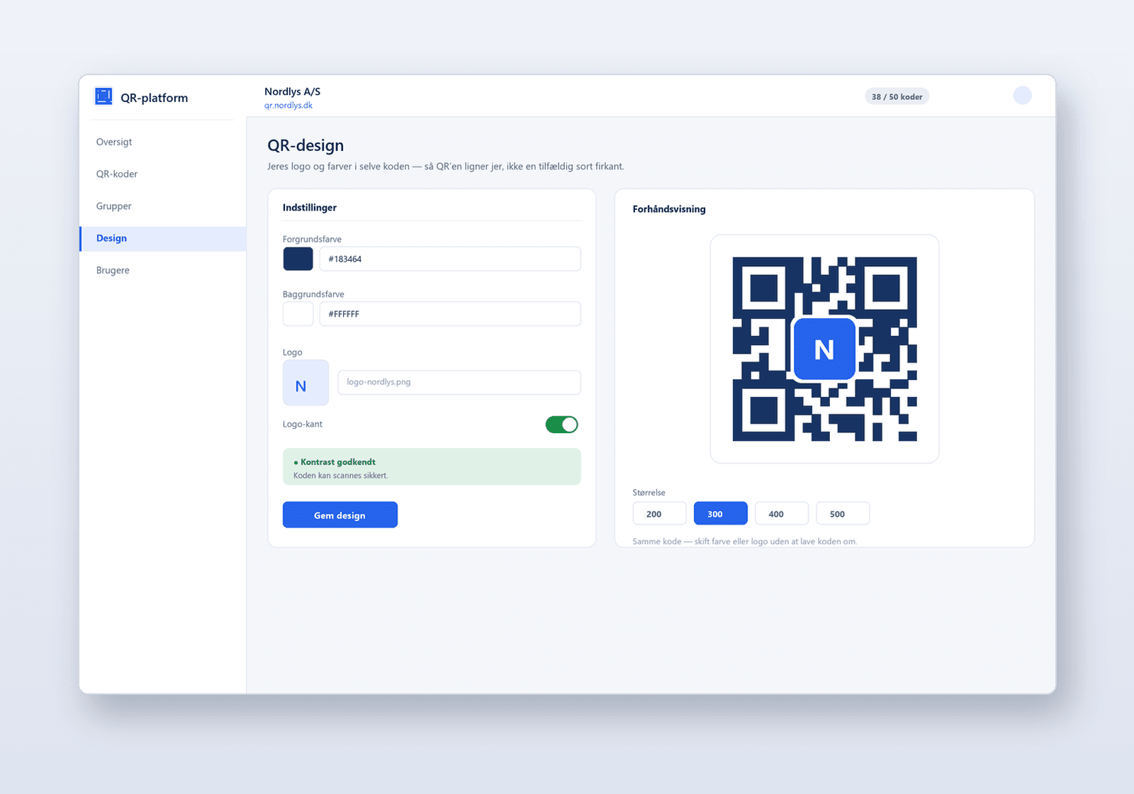 Tryk QR-koden én gang — skift hvor den fører hen, og mål hver scanning