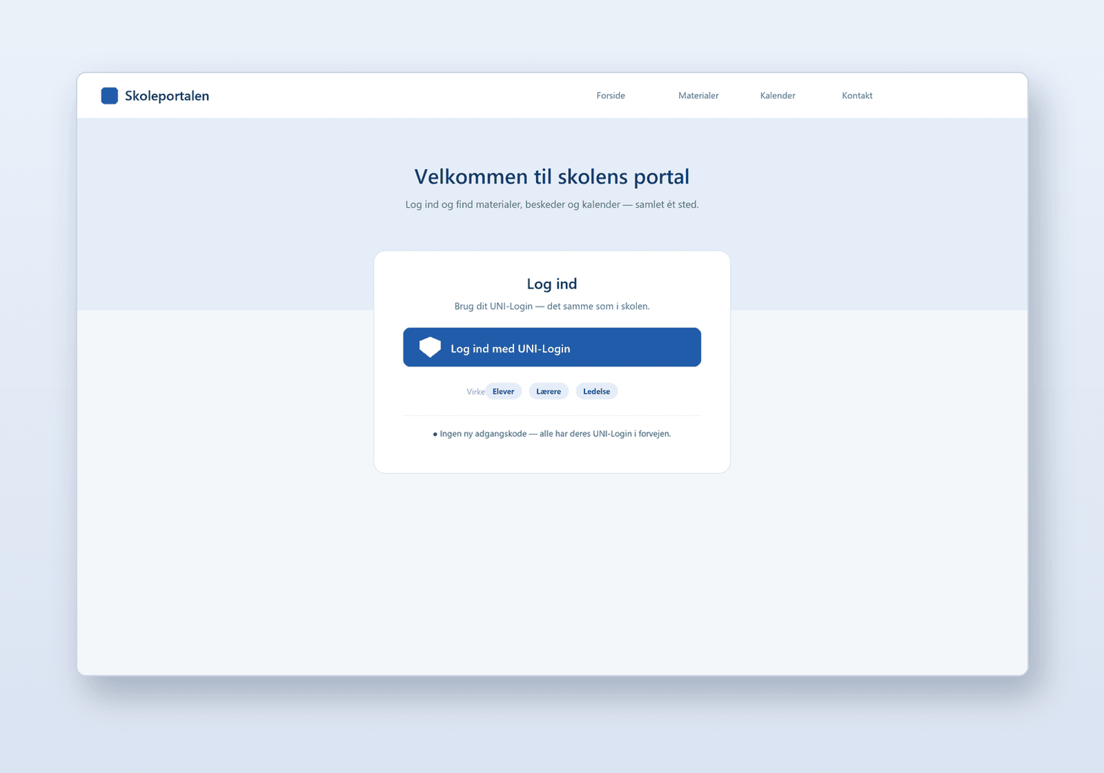 Eleverne og lærerne logger ind med deres UNI-Login — uden en eneste ny adgangskode